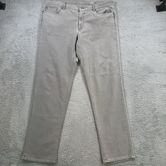 Faherty Pants Mens 38x32 Grey Stretch Terry 5 Pocket Slim Straight Soft Comfort - Picture 1 of 12